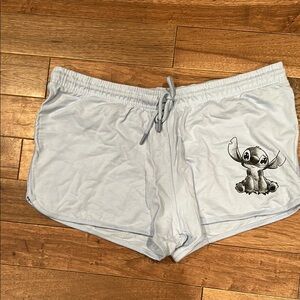 Disney Women's Athletic Shorts - Light Gray with Stitch Design
